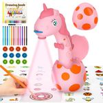 Gifts for Girls Kids Drawing Projector with 96 Motifs, KETIEE Unicorn Art Projector for Drawing Trace and Draw Projector Toy Drawing Painting Supplies for 3 4 5 6 Year Old Girls Boys, Pink