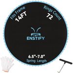 ENSTIFY Replacement Trampoline Mat for 14 FT 72 Springs, Trampoline Mat Replacement 5.3-6.5 Springs, UV-Resistant(Mat Dia:150in), Includes Pull Hook and Gloves(Spring and Frame not Include)
