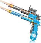UROINT Electric Water Gun for Adults Kids, Automatic WaterGun with Led Light, Long Range Transparent Electric Squirt Gun Blaster Summer Outdoor Pool Party Toys Gifts for Boys Girls 2Pack(Blue Black)
