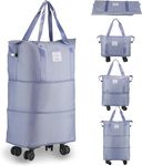 Rolling Duffle Bag with Wheels, Expandable Foldable Duffle Bag with Wheels and Handle for Travel, Rolling Luggage bag Carry on Duffel Bag, Wheeled Travel Duffle Bag, Large Weekend Bag (Blue)