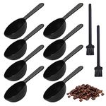 8pcs Measuring Spoon, 2pcs Cleaning Brush, Plastic Coffee Measuring Spoon, Flour Scoop, Kitchen Utensil, Reusable, for Tea, Coffee Beans, Protein Powder (Black)