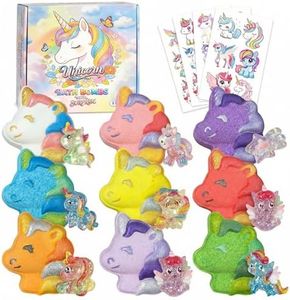 Unicorn Bath Bombs for Kids with Surprise Inside-9 Pcs Large Fizzy Bath Salts with Calming and Long Lasting Scent, Handmade Bubble Bath Bombs for Gilrs Age 3 4 5 6 7 8 9+ Year Old