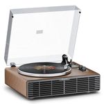 Vinyl Record Player, All-in-one Record Player with Built-in Speakers, Bluetooth Turntable for High Fidelity Sound, Aux-in Functionality, 2 Speed, for Sound Enjoyment and Home Decor (Walnut)