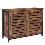 VASAGLE Sideboard, Kitchen Cabinet with Sliding Doors, Storage Cabinet, Living Room, Hall, Kitchen, Home Office, Steel Frame, Industrial Style, Rustic Brown and Black LSC081B01