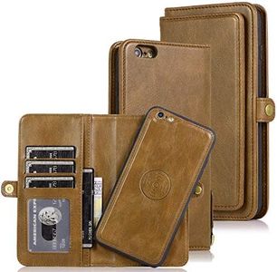 Cavor for iPhone 6 Wallet Case,for iPhone 6s Wallet Case,2 in 1 Magnetic Detachable Case Leather Flip Cover with Stand Feature & Card Slots & Wristlet Strap (4.7")-Brown