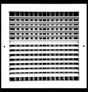 10" w X 10" h Aluminum Double Deflection Adjustale Air Supply HVAC Diffuser - Full Control Vertical/Horizontal Airflow Direction - Wide Front End Overlap - Vent Duct Cover