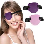 RIKEYO 2 Pcs 3D Eye Patches for Adults, Adjustable Medical Eyepatch for Right or Left Eye,One Eye Cover for Amblyopia Lazy Eye,Pirate Costume(Pink,Purple)