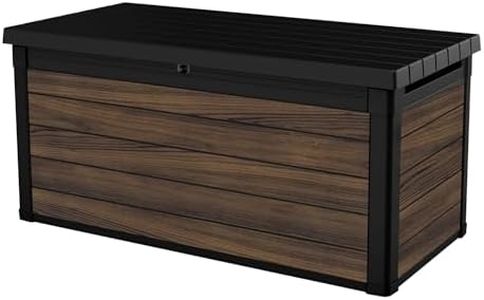 Keter Signature Collection 150 Gallon Resin Deck Box Organization and Storage for Patio Outdoor Cushions, Throw Pillows, Garden Tools and Pool Supplies, Rosewood