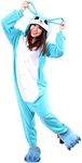 HoneyStore Unisex Warm Sleepwear Adult Cosplay Rabbit Pajamas Costume Homewear Blue L