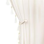 Ivory Blackout Velvet Curtains 90 inches Long Black Out Curtains for Bedroom Windows Rod Pocket Curtains & Drapes with Tassels Soundproof Thermal Curtains for Living room 2 Panels Set 52" x 90"