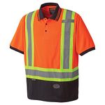 Pioneer Soft Moisture-Wicking High Visibility Safety Polo Shirt, Premium Birdseye, Orange, L, V1051350-L