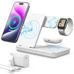 Foldable Wireless Charger,3 in 1 Wireless Charging Station for Apple Devices,15W Fast Wireless Charging Stand for iPhone 16/15/14/13/12/11,Phone and Watch Charger Stand for Apple Watch,for Airpods