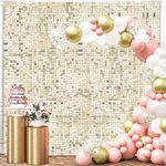 Champagne Gold Shimmer Wall Backdrop, 30cm*30cm*24 Pcs Square Sequin Panels, Light Gold Photo Booth Backdrop for Birthday, Wedding, Baby Shower (6FTx4FT)