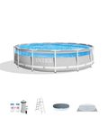 INTEX 26721EH 14ft x 42in Prism Premium Clearview Frame Above Ground Pool Set: Includes 1000 GPH Krystal Clear Cartridge Filter Pump – 3357 Gallon Capacity – Age Grade 6+