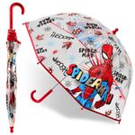 Marvel Spiderman Clear Dome Umbrella for Kids - Avengers Captain America Folding Transparent Umbrella Lightweight (Multi Spiderman)