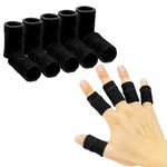 DROPOSALE Hand Finger Sleeves Arthritis Trigger Brace Protectors Splint Support Compression Relief Adjustable Breathable Thumb Covers Cap Safe for Skin Nail Pain Multi Use Black Color (Black, 10)