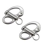 NRC&XRC Pair of 3-3/4"(96mm) 316 Stainless Steel Fixed Bail Snap Shackle for Bracelet, Sailboat