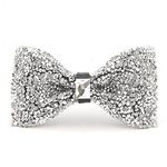 Rhinestone Bow Ties for Men Pre Tied Sequin Diamond Bowties with Adjustable Length - Party Banquet Wedding Bow Tie, Silver, One Size