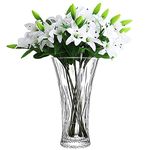 Glass Vase, Clear Flower Vase 30cm Tall Crystal Vase Large Big Vases for Flowers Decoration Floral Arrangement