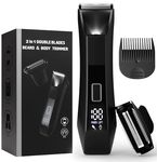Groin & Body Hair Trimmer for Men, Dual-Head Ceramic Trimmer & Foil Blades, Ball Trimmer Men with Travel Lock, USB-C Rechargeable, Waterproof Wet/Dry Body Groomer with LED Display, Men's Ball Shaver