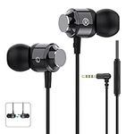 Earphones, Wired In-ear Headphones with Pure Sound and Powerful Bass, Lightweight Wired Earphones with Microphone and Volume Control, Wired Earbuds for Samsung, Android, Smartphones and 3.5mm Devices