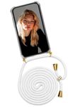 OneFlow Mobile Phone Chain Twist Case, Compatible with iPhone 6s / iPhone 6, Case with Strap Detachable Smartphone Necklace, Silicone Phone Case for Hanging Chain, Removable, White Gold