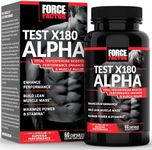 Force Factor Test X180 Alpha Total Testosterone Booster for Men with Fenugreek Seed and Maca Root to Increase Blood Flow, Build Lean Muscle, Improve Male Athletic Performance, 60 Capsules