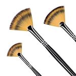 WIFUN 3 Pcs Artist Fan Brush, Fan Paint Brushes Set Soft Nylon Hair Fan Brush Oil Paint Brushes for Acrylic Painting Watercolor Oil Painting