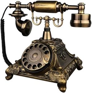 TelPal Rotary Dial Vintage Antique Home Telephone Table Replica, Retro Office Corded Telephone Decor