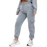 ELEG & STILANCE Women's Winter Fleece Lined Sweatpants Warm Soft Track Pants Jogger Stylish Baggy Cargo Pants Trouser Comfortable Bottom with Pockets (in, Numeric, 36, Plus, Cargo Grey)