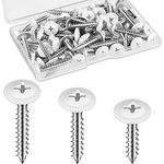 120 Pcs #8 White Thread Truss Head Screws White Sheet Metal Screw Fast Self Tapping White Pan Cabinet Pan Cabinet Screws Wood Work for Wall Plates,1/2 Inch, 3/4 Inch, 1 Inch