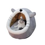 disdain Cat Beds for Indoor Cats, Cat House with Hanging teaser toy, 2 in 1 Cat cave for playing and sleeping, Pet Bed suitable for Cats and Small Dogs, grey