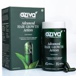 OZiva+ Advanced Hair Growth Actives | Reduces Thinning Hair & Improves Scalp Coverage | Scientist Formulated with Pure Plant Actives | No side effects | 90 Caps