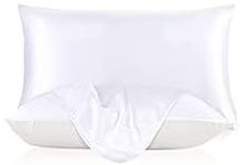 LILYSILK Natural Silk Pillowcase for Hair and Skin with Cotton Underside Standard 20x26 Inch White 1pc 19 Momme