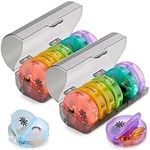 Weekly Pill Organizer - 2 Times-A-Day Compartments - 7 Day AM/PM Pill Container - Portable, Durable and Convenient Travel Pills Case for Tablets, Fish Oils, Vitamins and Supplements, Rainbow, 2 Pack