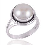 Solid 925 Sterling Silver Rings for Women & Girls, Sterling Silver Pearl Ring Cocktail Mothers Day Gift, Bridesmaid Gift, Handmade Jewelry