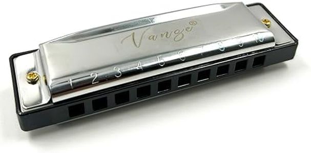 Vange Major Deluxe Blues Harmonica, 10 Holes C Key Beginner Harmonica for Students, 20 Tunes Mouth Organ with Hard Case and Cloth, Black (Silver, 10 Hole)