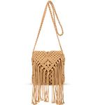 Photect Tassel Crossbody Shoulder Bag Boho Crochet Handbag Summer Holiday Fringe Purse Woven Bag Casual Handmade Beach Travel Handbag with Zip for Women