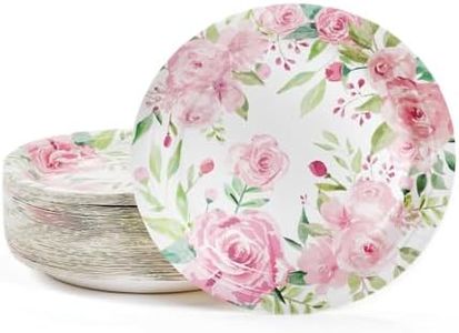 BLUE PANDA 80 Pack Vintage Floral Paper Plates, 9 Inches, Ideal for Tea Parties, Weddings, Bridals, Baby Showers, Outdoor Lunch