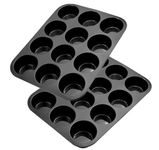 Fahibin 2pcs Muffins Pan, Non-Stick Muffin Cupcake Tin,Baking Mould for Muffins,Muffin Tray for Egg Muffins, Cookies, Cake Pops, Tarts, Pudding