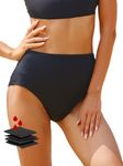 feitycom Period Swimwear-Menstrual Swimsuit Bikini Bottoms-High Waisted Leakproof Swim Bottoms for Teens Girls and Women., Black, Medium