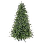 HOMCOM 7ft Artificial Christmas Tree with 2445 Tips, Metal Base, Realistic Hinged Xmas Tree for Home Office, Green