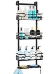 HapiRm Adjustable Shower Caddy Hanging - 4-Tier No Drilling Shower Shelf Over the Door, Rustproof Shower Organizer Hanging with 2 Soap Holders & 22 Hooks, Bathroom Organizer for Shampoo, Conditioner