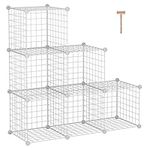 C&AHOME Wire Storage Cubes, Metal Grids Book Shelf, Modular Shelving Units, Stackable Bookcase, 6 Cubes Closet Organizer for Home, Office, Kids Room, 36.6”L x 12.4”W x 36.6”H White