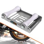 GRAND PITSTOP Motorcycle Roller Wheel Cleaning Stand - Paddock Stand Replacement - Wheel Roller Stand with Ramp Support for tire Cleaning & Chain Lubrication (Roller Large Antic Silver)