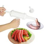 Gemini_mall Manual Sausage Meat Fillers Machine for Sausage Meat Stuffer Filler Hand Operated Sausage Machines Food Maker Funnel Nozzle Set White