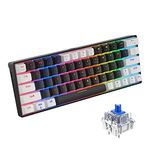 ROCK POW 60% 63keys Wired Mechanical Gaming Keyboard, RGB Backlit Ultra-Compact Mini Keyboard, Waterproof Mini Compact Keyboard for PC/Mac Gamer, Typist, Travel, Easy to Carry on Business Trip