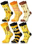 6 Pairs Bee Socks for Women Bee Series Casual Crew Socks for Bee Lover Christmas Gift Halloween Costume