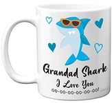 Grandad Birthday Mug - Grandad Shark - Grandad Birthday Gift from Granddaughter Grandson, Happy Birthday Grandad from Toddler Grandchild, Christmas Tea Coffee 11oz Ceramic Dishwasher Safe Mugs Cup