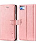 TUCCH Case for iPhone SE 2022, Wallet Case for iPhone 8/7/SE 2020, PU Leather Flip Folio Wallet Case with Card Slot, Stand Magnetic TPU Shockproof Inner Case Compatible with iPhone 7/8/SE2/SE3, Rose Gold